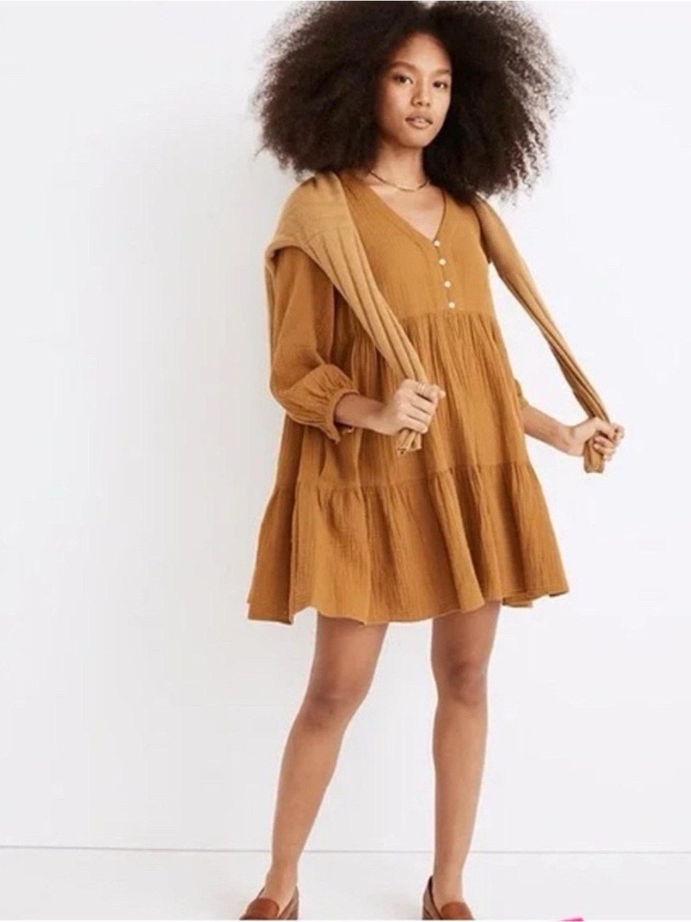 Madewell Lightspun Collette Dress in Mustard - Size 2